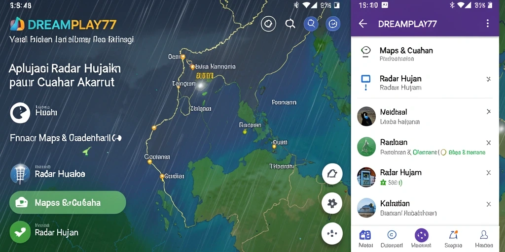 Tampilan antarmuka DREAMPLAY77 yang menampilkan radar hujan terkini.