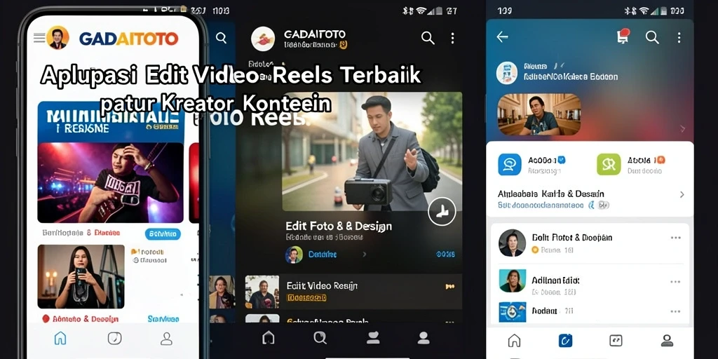 Antarmuka GADAITOTO yang intuitif untuk Edit Video Reels.