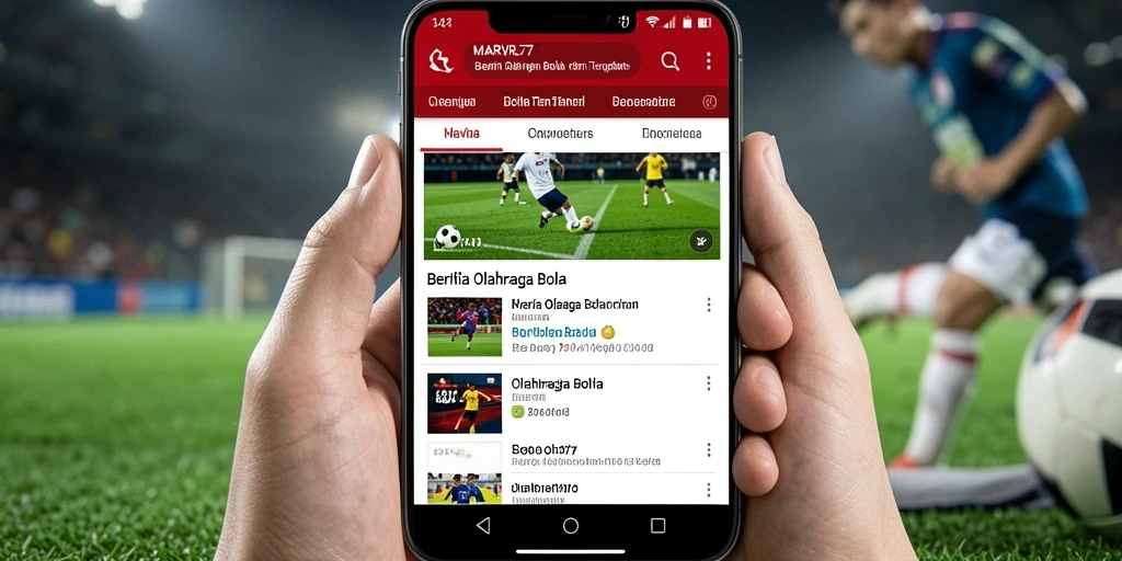 Antarmuka utama MARVRL77 dengan berita olahraga bola.