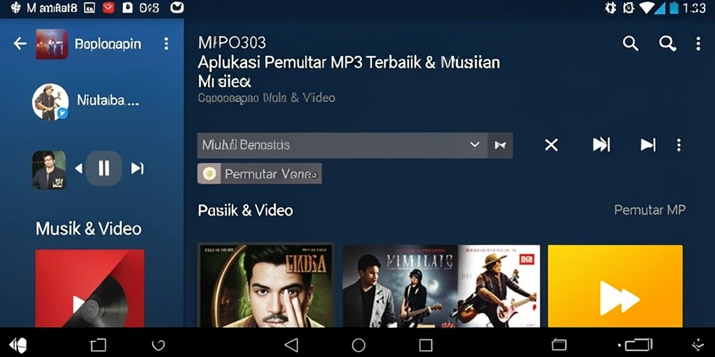 Antarmuka MPO303 yang sederhana dan menarik untuk pemutar MP3.