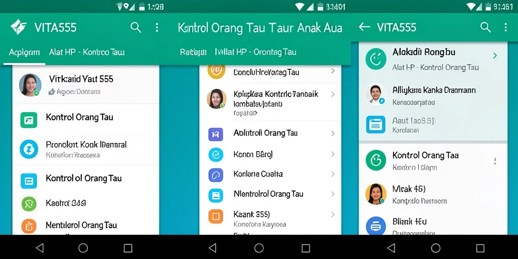 Tampilan antarmuka aplikasi VITA555 untuk kontrol orang tua yang mudah digunakan.